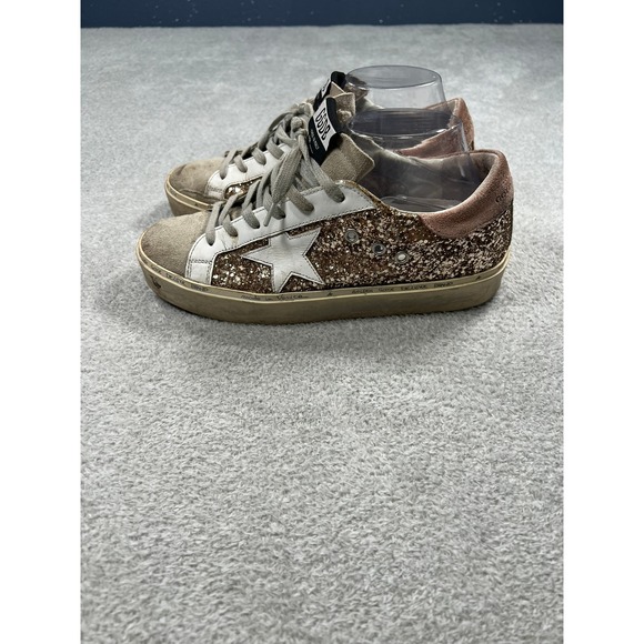 Golden Goose Stardan Hi Star Gold Glitter Leather Platform Sneakers Womens EU 40